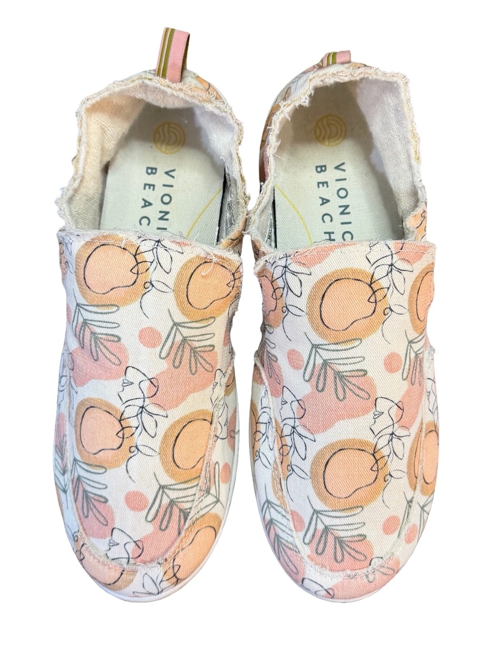 Vionic Malibu Canvas Slip-On Sneaker Peach Floral Botanical Print Women’s Size 8 - Picture 6 of 8